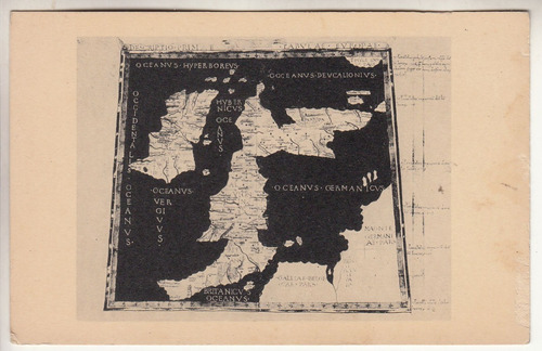 Postal Antiguo Mapa Islas Britanicas Henry Huntington 