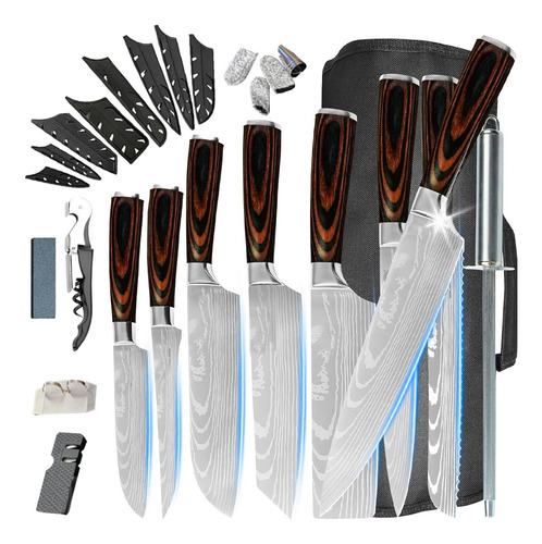 Juego De Cuchillos Chef Profesional 8pc Acero Inoxidable Con