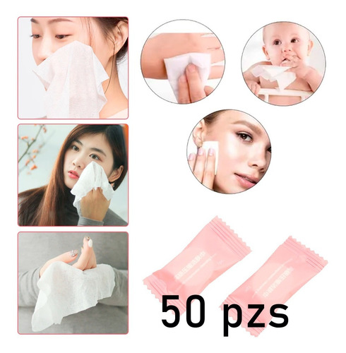 Imagen 1 de 8 de Toalla Comprimida Pastilla Compacta Rosa Limpieza 50pzs