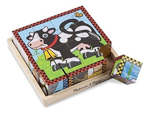 Melissa - Doug Farm Puzzle De Cubo De Madera Con Bandeja De