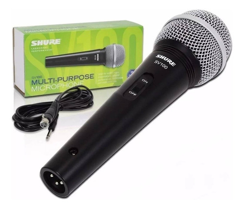 Micrófono Shure Sv100 Para Voz Dinámico Con Cable Con Switch