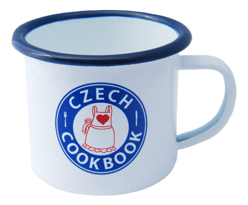 Taza Esmaltada De Libro De Cocina Checa, 12 Onzas (azul Oscu