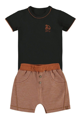 Conjunto Menino Glinny Body Cotton Bermuda Saruel Malha Brim