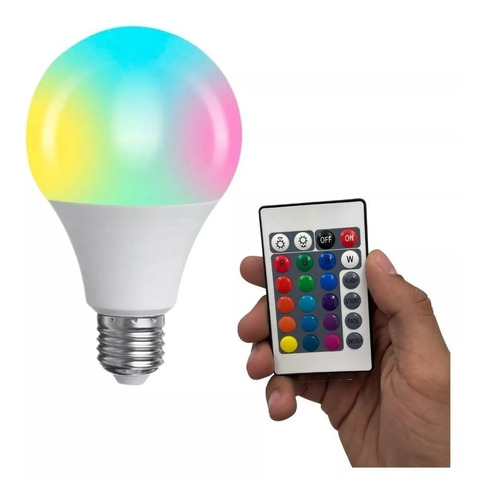 Lâmpada Colorida Led Com Controle Remoto Bivolt Ambiente