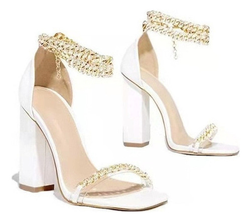 Zapatos De Las Mujeres De Metal Diamante Brillante Cadena Bl
