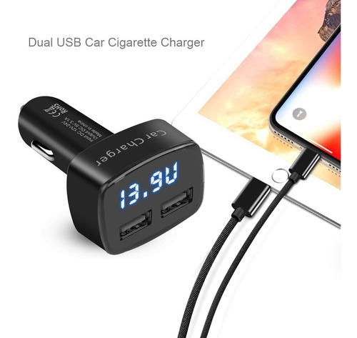 Medidor Voltaje Bateria Carro Tester Cargador Usb Vehicular