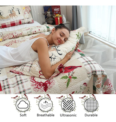 Colchas Navideñas Reversibles Green Essen Full/queen...