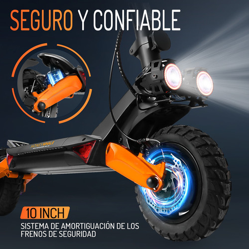 Scooter Eléctrico T8a Motor De 950w Negro Con Naranja Negro Con Naranja
