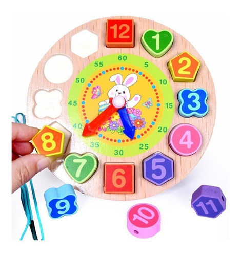 Reloj Juguete Encastre Madera Números Juego Didáctico