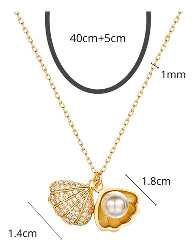 Collar Dije De Concha Con Perla Marina Ostra De Mar Con Piedra Preciosa Chapada En Oro De 18k Para Mujer Dama Elegante Color Dorado