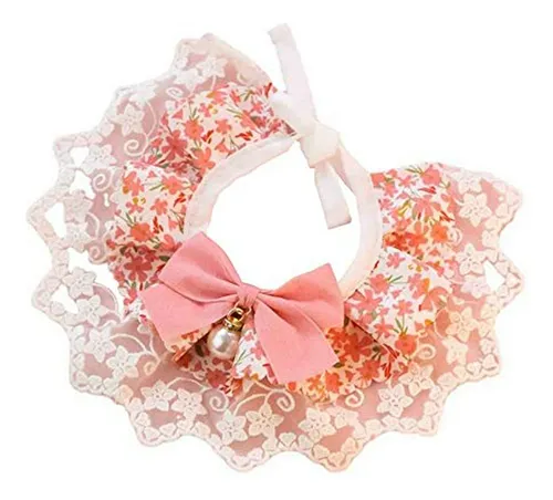 Collar Ajustable Rosa Con Bufanda Para Perro Y Gato - M