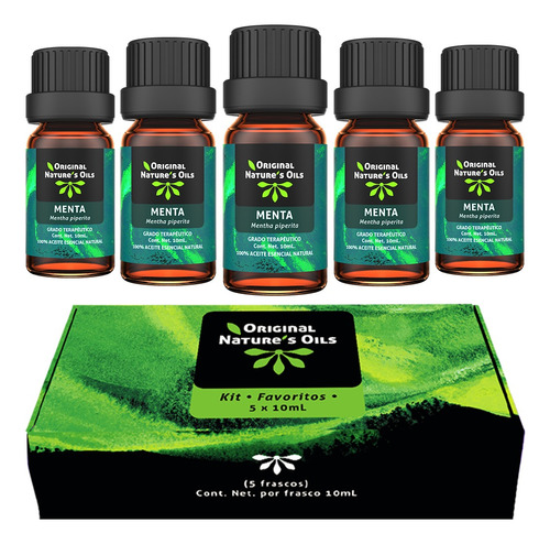 Kit De 5 Aceites Esenciales De Menta Difusor Y Aromaterapia