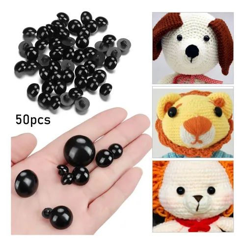 Ojos De Seguridad Negros De Fieltro Con Agujas Para Muñecas
