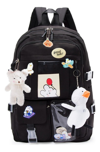 Mochila Spector Whats Notebook Resistente Feminina Bolsa Trabalho Kawaii Cor Preto