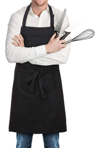 Delantal Ajustable Chef Mesero Profesional Certificado Negro