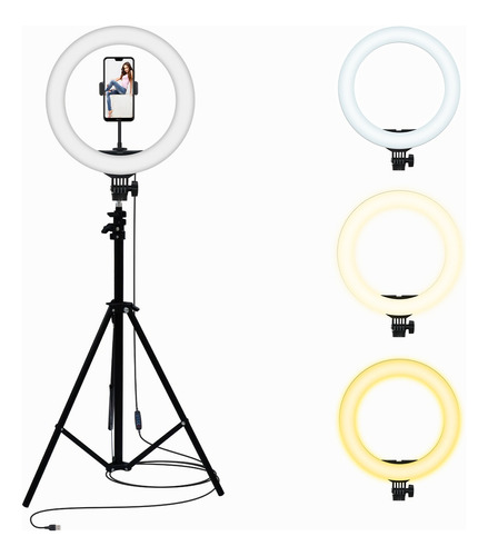 Aro De Luz Led 33cm Tripie Grande Soporte Celular Foto Video