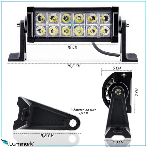 Imagem 4 de 6 de Par Farol Aux 400mt Led 2x 36w Milha Off Road Troller