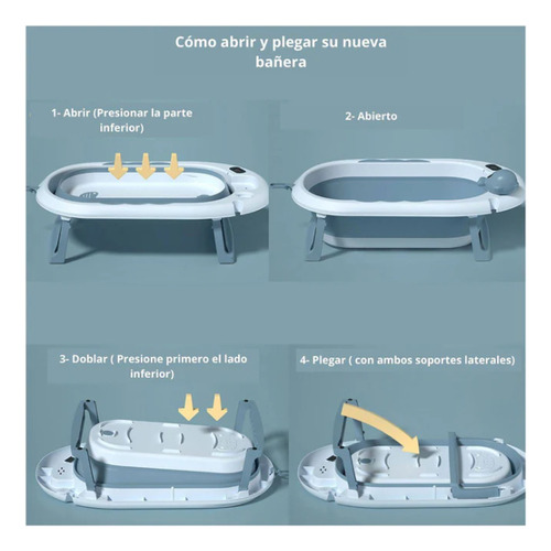 Bañera Plegable Termómetro Y Regadera Ballena + Accesorios