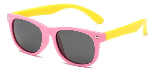 Óculos Solar Infantil Proteção Uv400 Retrô Gato Quadrado Cor Rosa Amarelo Color