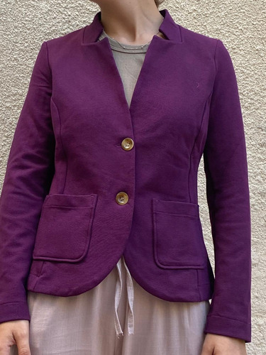 Blazer T M Algodon Textura Import C Spandex Oulet Leer Oport Uva/berengena M