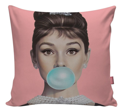 Capa Almofada Chiclete Audrey Hepburn Vintage Rosa