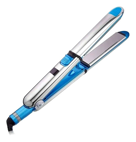 Plancha Alisadora Y Onduladora Profesional 750°f Peluqueria Color Plateado/Azul