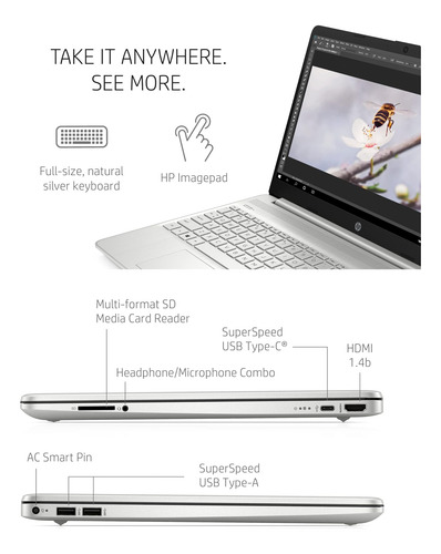 Laptop Hp De 15,6 Pulgadas, Gráficos Intel Iris Xe, Procesad