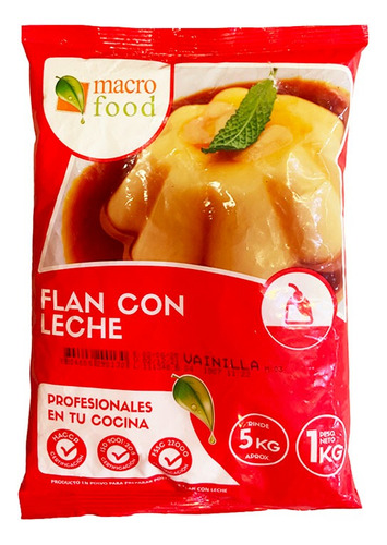 Flan Con Leche Chocolate 1kg. Macrofood (rinde 5 Kilos)