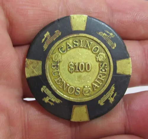 Antigua Ficha Casino Buenos Aires, De Bronce, 100 Pesos (Usado)