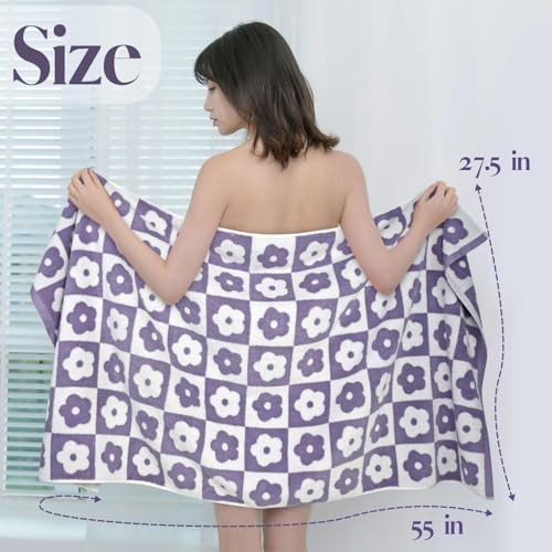 Juego De 2 Toallas De Baño Algodón Lila 70 X 140 Cm
