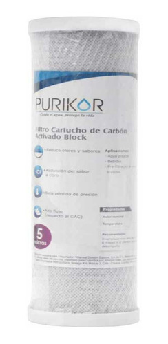 Cartucho Para Big Blue Carbón Block 4.5x20 5 Micras Purikor