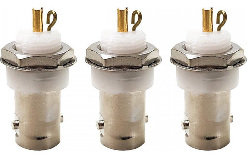 Kit 3 Unid Conector Bnc Femea Painel 50ohm Reto Lf-11