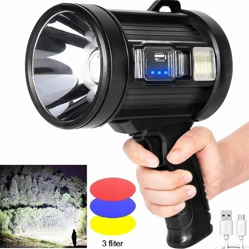 Linterna De Mano Led Spot Light Foco 90000 Lúmenes Y Color de la linterna Negro Color de la luz Blanco