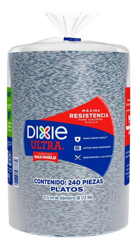 240 Platos Desechables Dixie Ultra De Cartón De 21.5 Cm