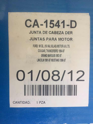 Junta De Cabeza Ca-1541-d Ford V8 (4.6l) Lincoln, Mustang.