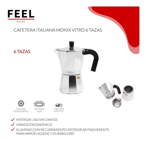 Cafetera Monix Vitro 6 Tazas Manual Lima Italiana