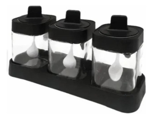 Set 3 Especieros Condimentos De Vidrio Diseño Dos En Uno