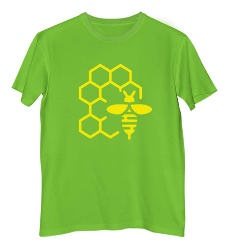 Remera Niño Color  Abeja Con Panal Minimal Logo Simple