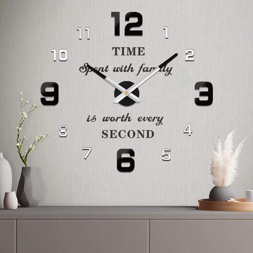 Reloj De Pared Diy Sin Marco, Espejo 3d, Gran Silencio, Calc