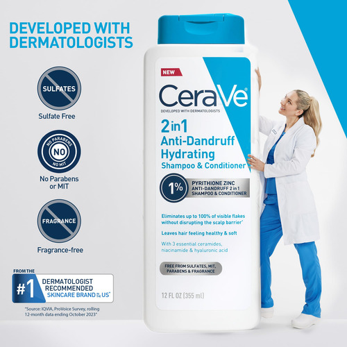 ChampĂș Y Acondicionador Cerave 2 En 1 Hidratante Anticaspa