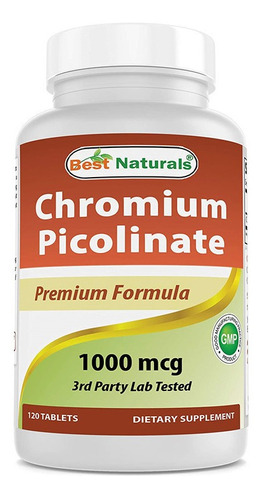Best Naturals Chromium Picolinato 1000 Mcg 120 Tabletas