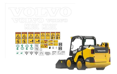 Kit Adesivo Mini Carregadeira Hidráulica Volvo Mc60c Cor Não se aplica