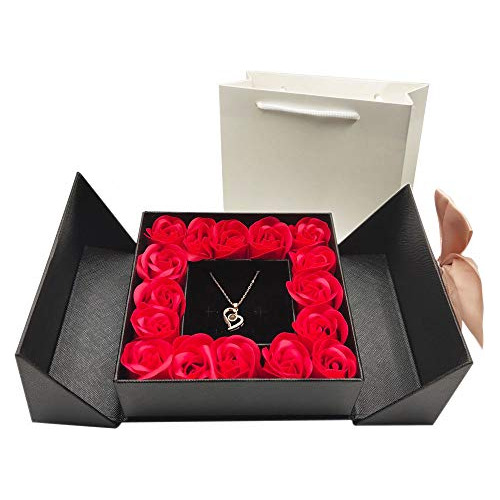 Eternal Roses Gift Box With Design Necklace 100 Languag...