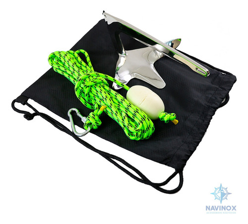 Kit De Âncora Em Aço Inox Polido 2kg Jet Ski Barco Sem Solda