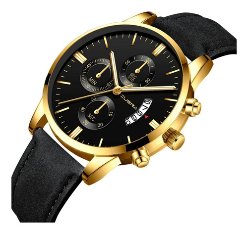 Relógio Masculino Preto Black Motion Fundo Dourado