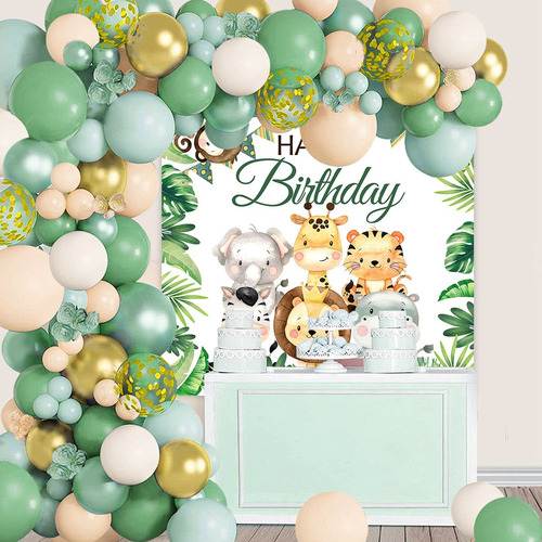 Kit Fondo Globos Animales Decoración Fiesta De Cumpleaños