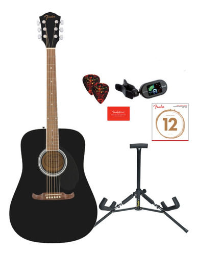 Combo Guitarra Acústica Fender Fa125 Con Funda Pie Encordado