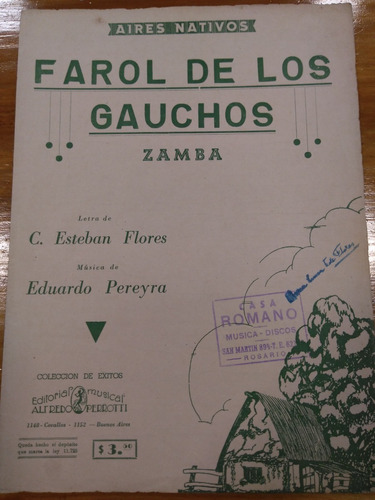 Farol De Los Gauchos Flores Pereyra Zamba Partitura