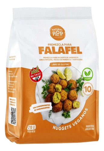 Premezcla Falafel Vegano Sin Tacc Nuggets Natural Pop 210gr