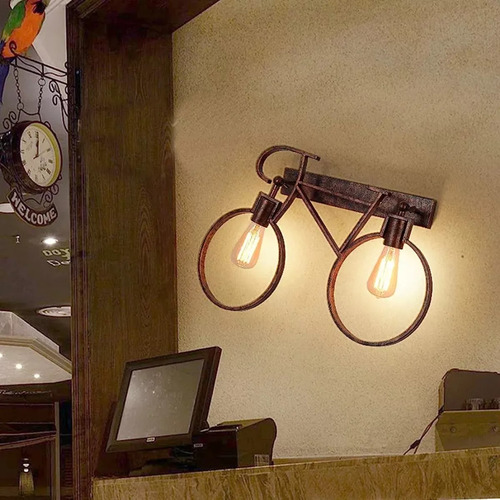 Lampara De Pared Diseño Bicicleta Vintage  Con Ampolletas